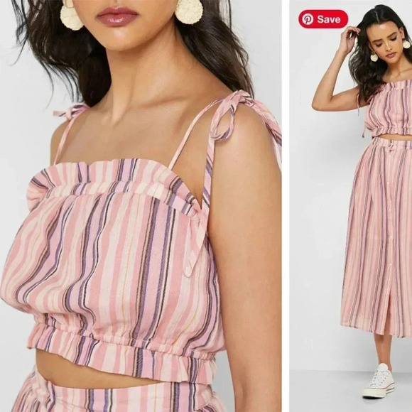 Anthropologie English Factory Striped Crop Top - Picture 8 of 9